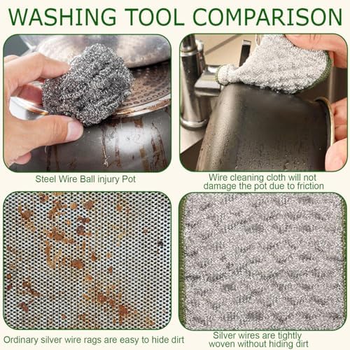 2026 New Multipurpose Wire Dishwashing Rags, Double Layer Metal Scrubbing Pads - Image 6