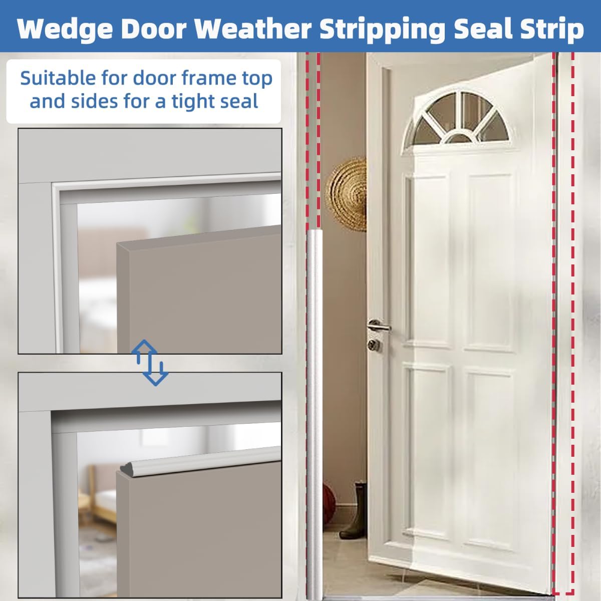 Wedge-Shape Window Weather Stripping Door Frame Seal Strip 118” Brown,Upgrade Black Foam,Soundproofing,Draft Stopper,Winter Insulation,Noise Blocker, Gap Filler for Exterior Front Door Side