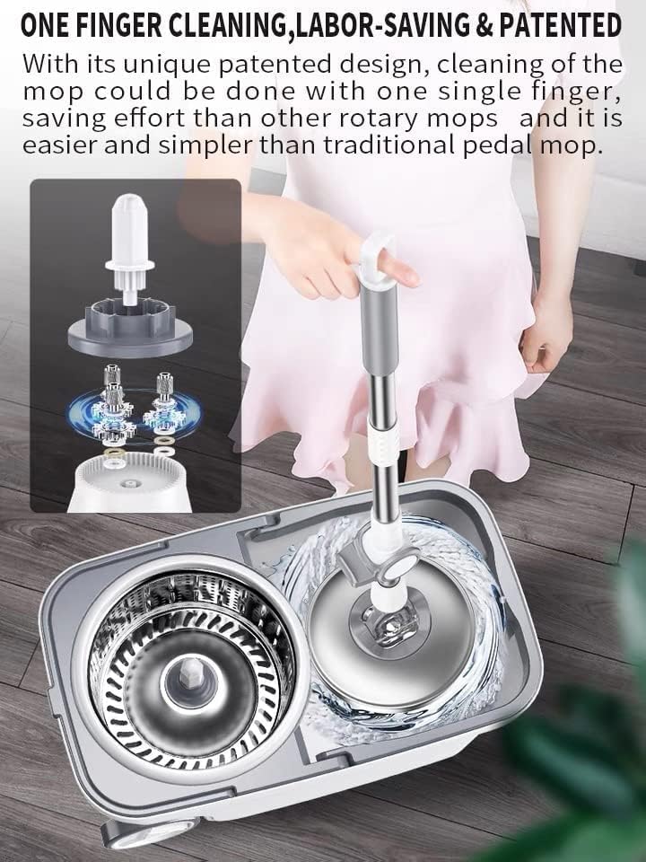 Michao Spin Mop Bucket Deluxe 360 Spinning Floor Cleaning System - Image 3