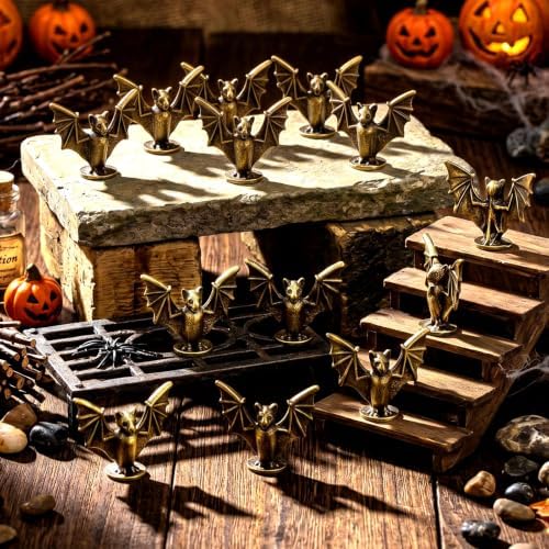 50 Pcs Halloween Mini Bat Figurines Miniature Brass Color Bats - Image 6
