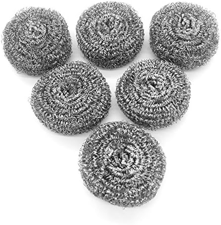 KTOJOY 6 Pack Stainless Steel Wool Scrubber, Scouring Pads by KTOJOY
