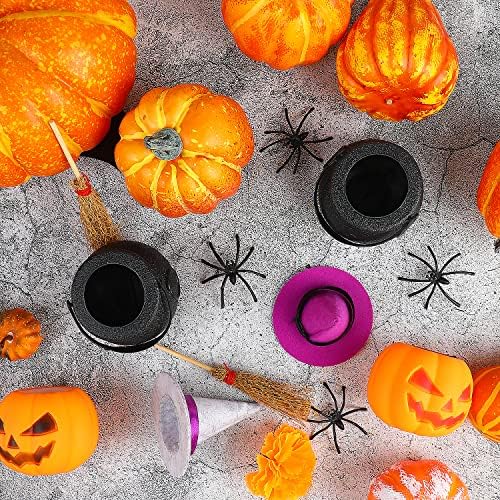 CCINEE 72Pcs Mini Black Cauldron Kettles Witch Hats Brooms - Image 3