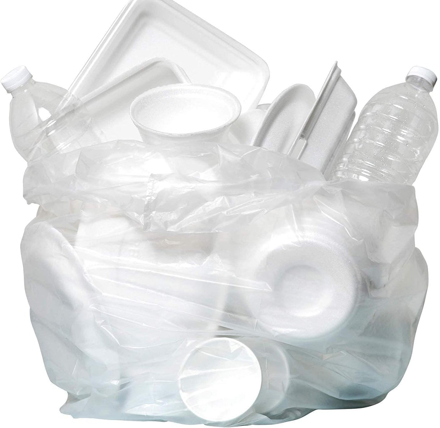 Aluf Plastics High Density Trash Bags, 56 Gallon, 600 Count, 22 Micron (eq), 43" x 48", Clear, for Bathroom, Office, Industrial, Commercial, Janitorial, Municipal, Recycling