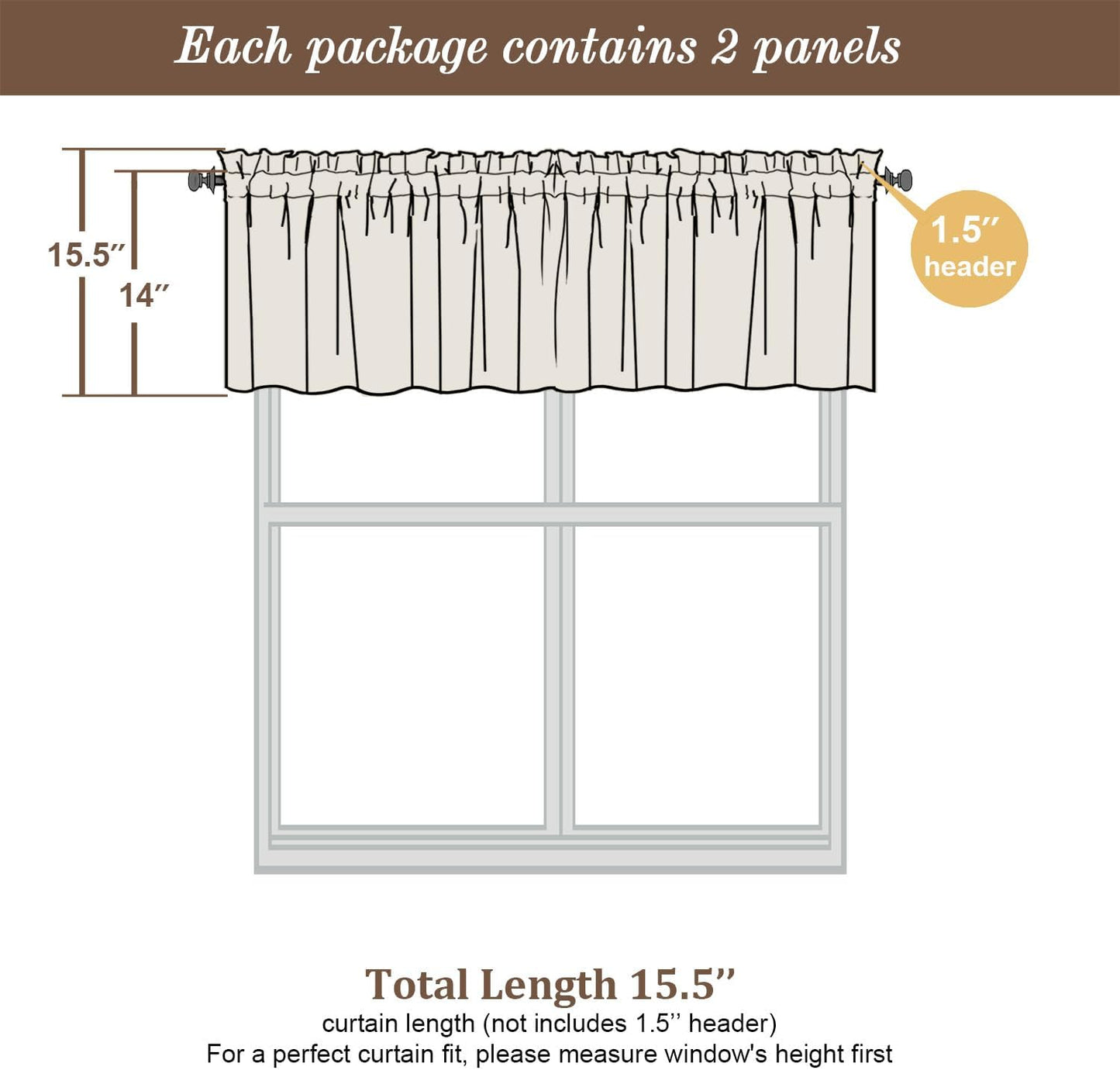 Chyhomenyc Sheer Valances for Windows 2 Pack, Small Window Curtains for Living Room Bathroom, Modern Top Dual Rod Pocket Voile Basement Curtains, 42W x 14L inches, Gold