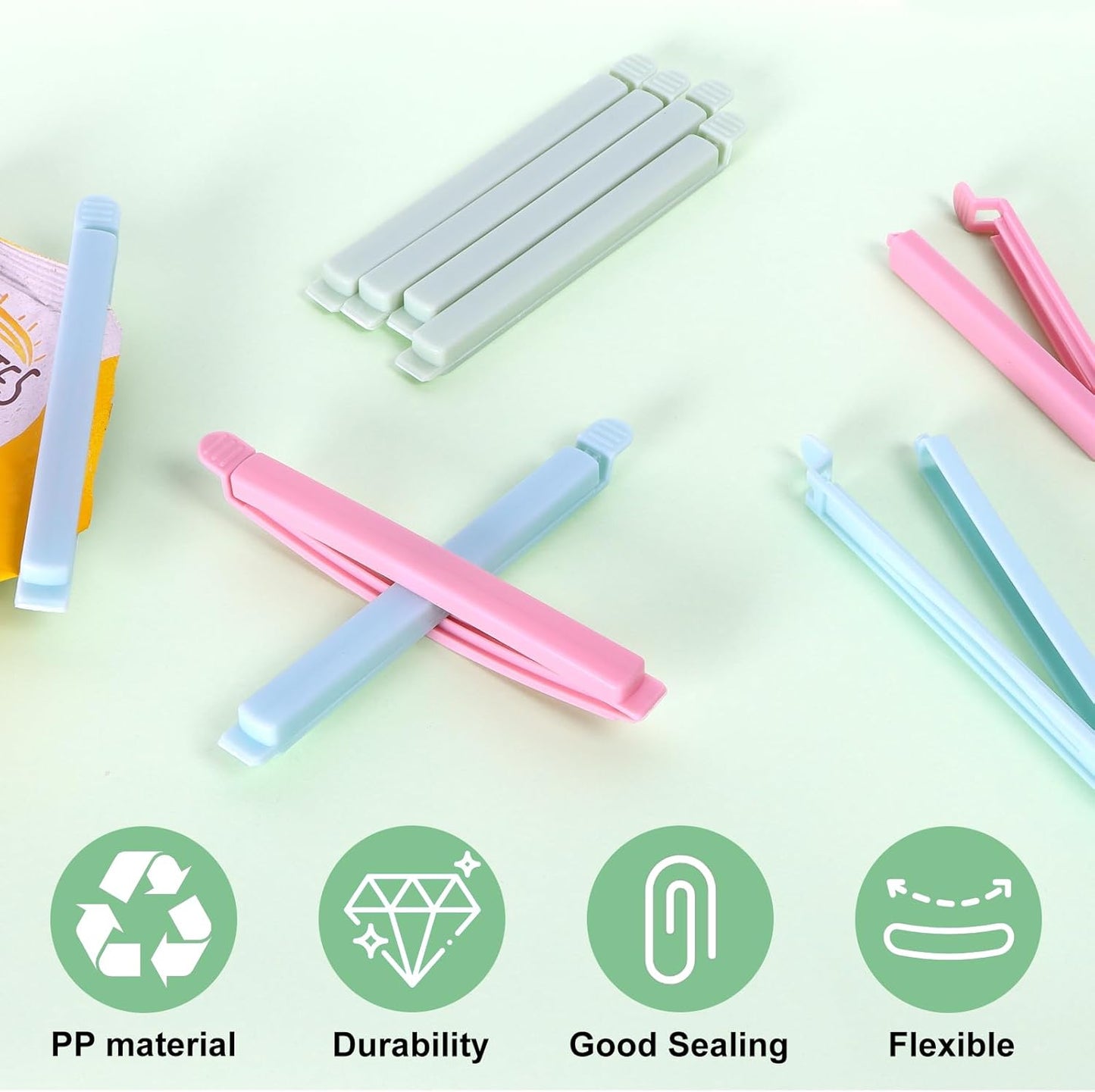 80 PCS Sealing Clip Bag Plastic Chip Large Size Food Clips Bag Clips for Food Storage Kitchen and Home (5.9in x40, 4.72in x40)