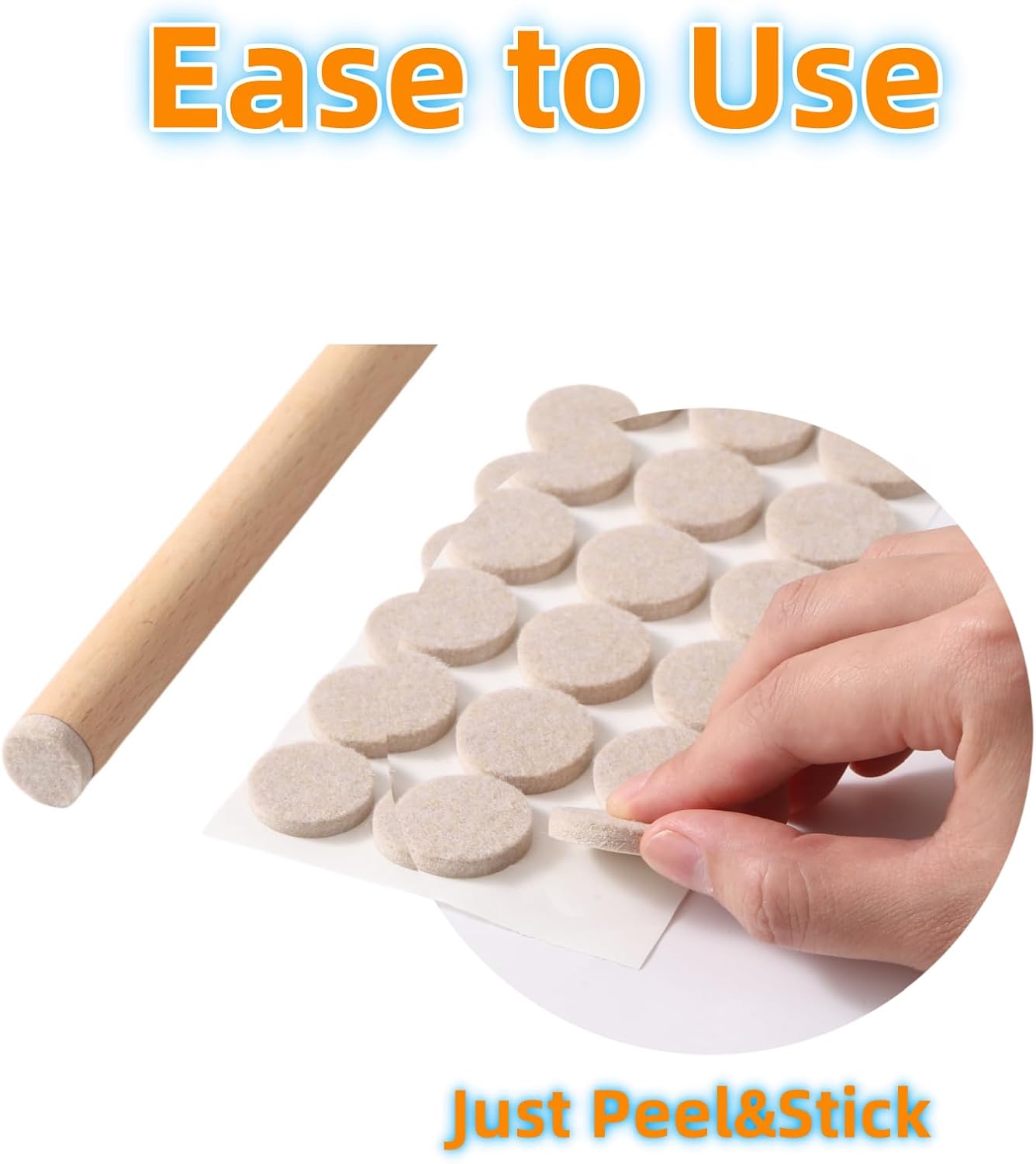 Furnigear Felt Furniture Pads for Hardwood Floors - Self Adhesive Chair Felt Pads, Floor Protector for Furniture Feet, Furniture Sliders Moving Your Furniture Smoothly - Anti Scratch 108 Pcs 1" Round
