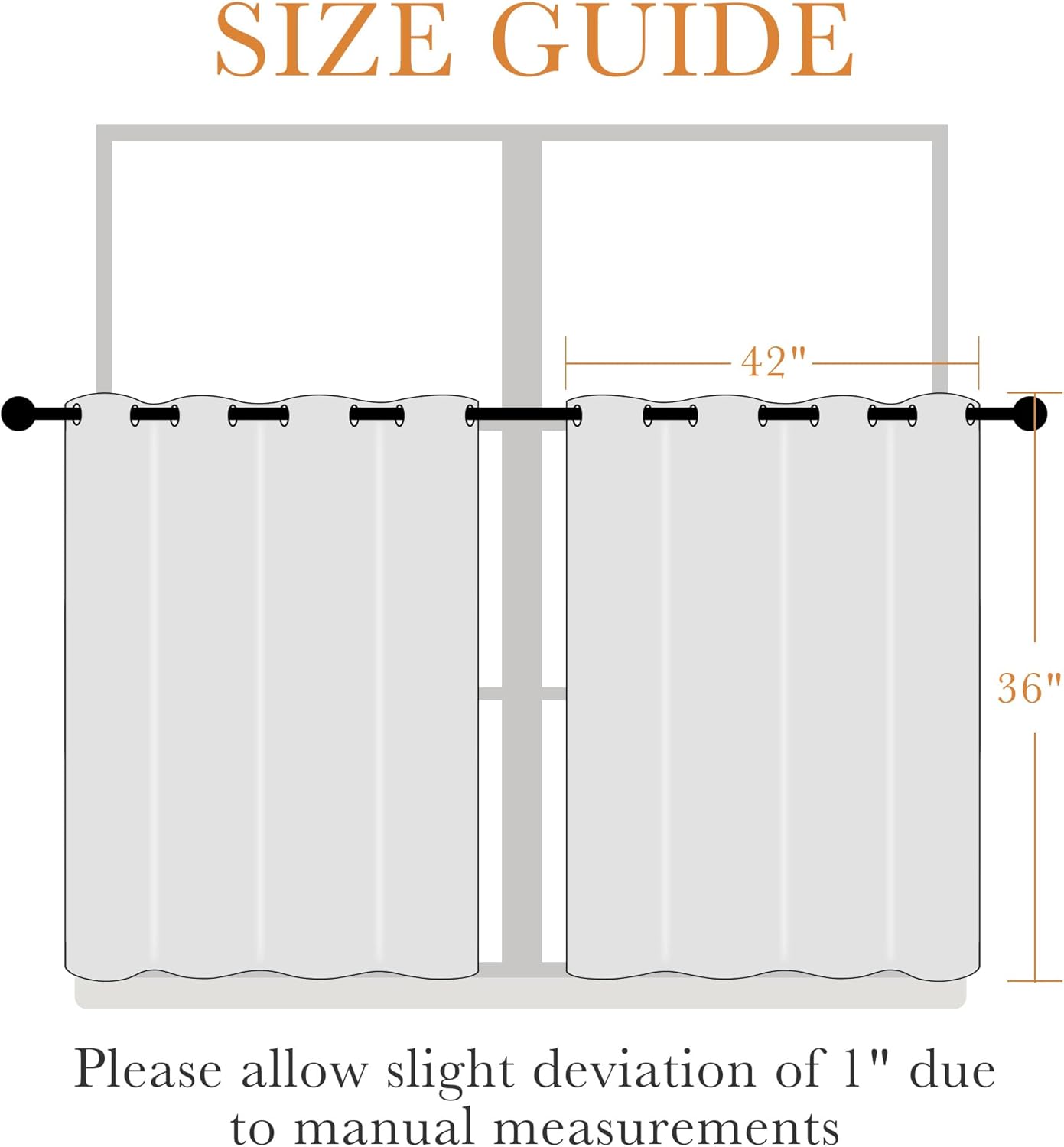 PONY DANCE White Room Darkening Short Curtains, 60% Blackout Drapes Thermal Insulated Small Window Tiers Privacy Protection for Bedroom Bathroom Kitchen(2 Panels, W 42 x L 36 inches, Pure White)