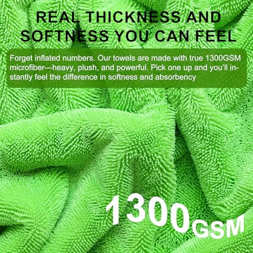 2 Pack XL Car Drying Towel – 1300GSM Ultra Absorbent Microfiber, Twisted Loop - Image 4