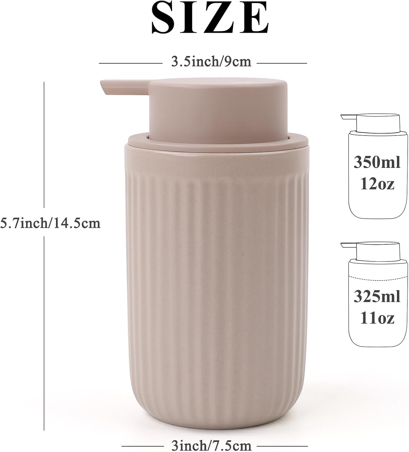 BosilunLife Foam Hand Soap Dispenser - Ceramic Foaming Soap Dispenser for Bathroom 12oz Refillable Liquid Lotion Soap Dispenser with Rust-Proof Foaming Pump for Countertop