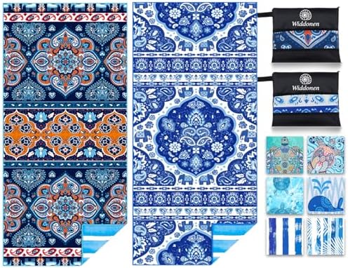 Widdonen Microfiber Beach Towel, Compact 2 Pack-71x32 Inch by WIDDONEN