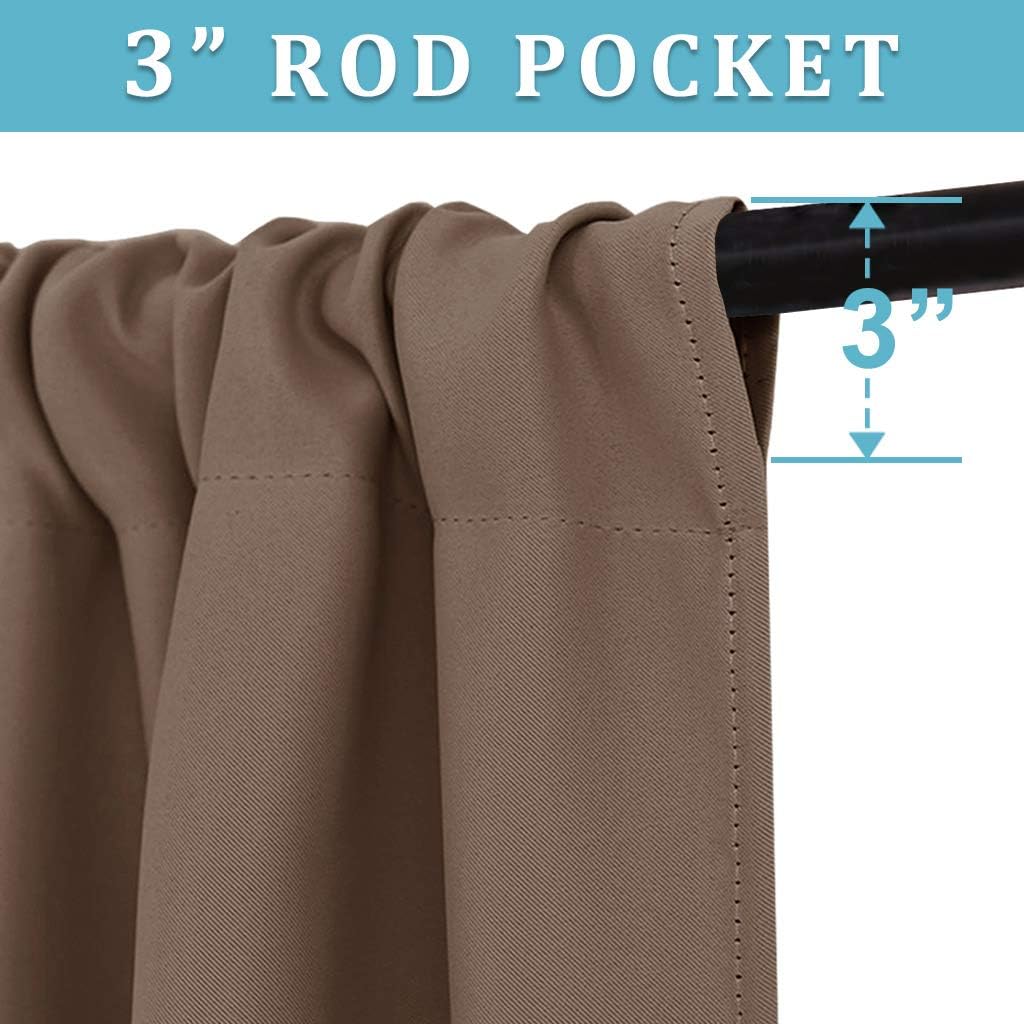 RYB HOME Blackout Curtains 63 inches Long - Energy Saving Insulation Large Window Curtain Blinds for Bedroom Living Room Dining Basement Home Office, W 62 x L 63 per Panel, Mocha, 2 Pcs
