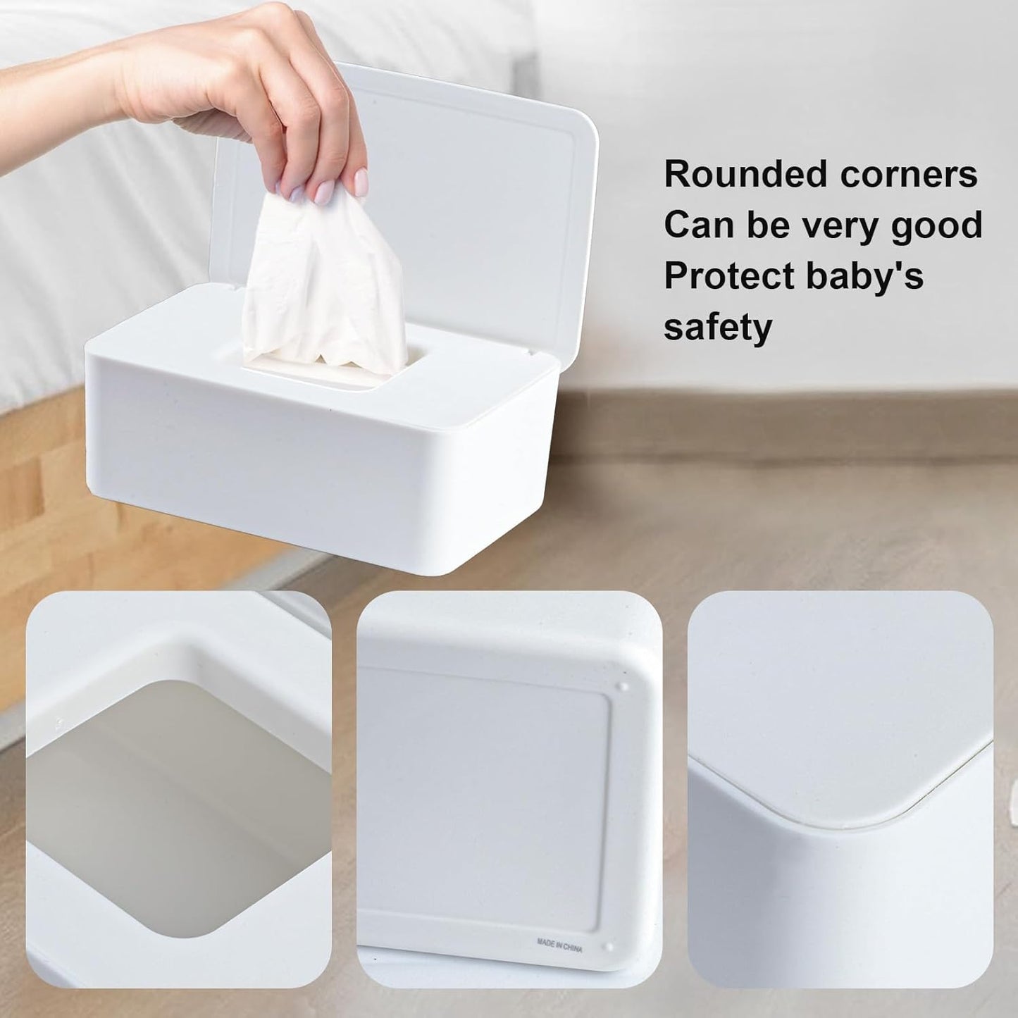 1 Pcs Diaper Wipes Dispenser, Refillable Wipe Container, Wipe Container with Sealing Design Lid, Keep Wipes Fresh,Wet Wipes Cases (White)