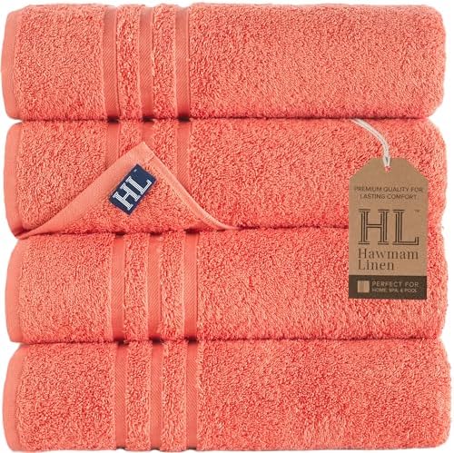 Hawmam Bath Linen Towels Large, Turkish Cotton, 4 Pack by HawmamLinen