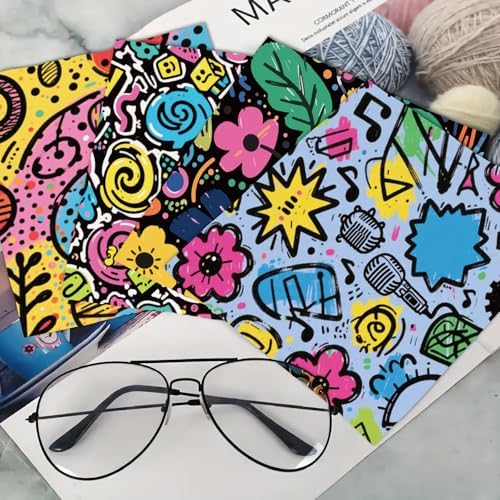 CREATCABIN 6 Pcs Graffiti Glasses Cleaning Cloth Microfiber Cloth Soft - Image 6