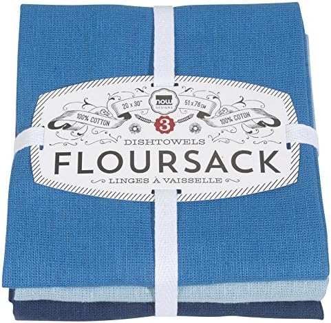 Now Designs Floursack Kitchen Dish Towels Moon/Cool Blue/Indigo 20 x 30in by NowDesigns