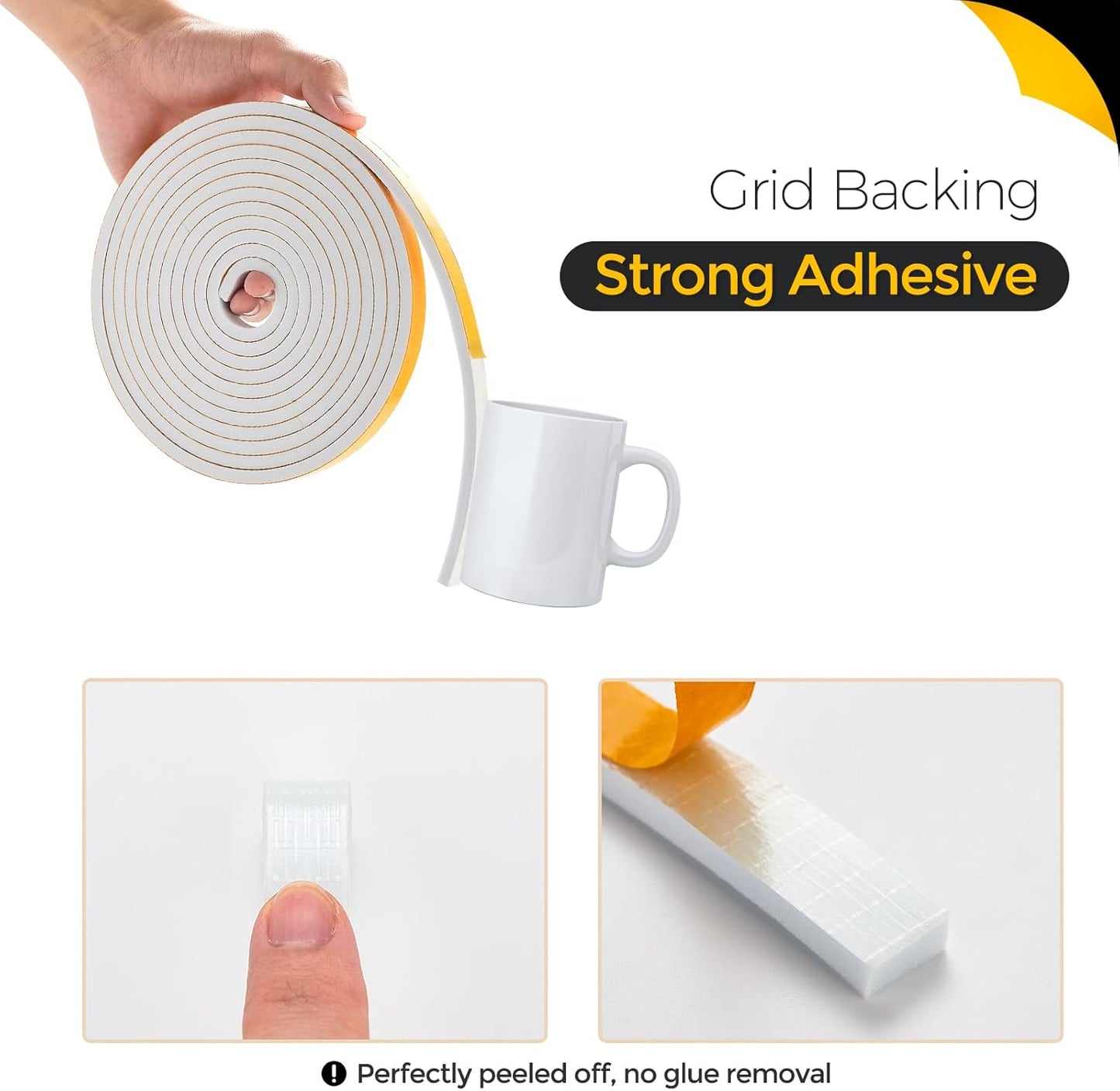 33 Feet Weather Stripping Door Seal, 2" Wide X 1/8" Thick Door Seal Strip High Density Foam Tape Adhesive Strip for Door Soundproofing,Window Insulation (2" x 1/8" x 33FT,White)
