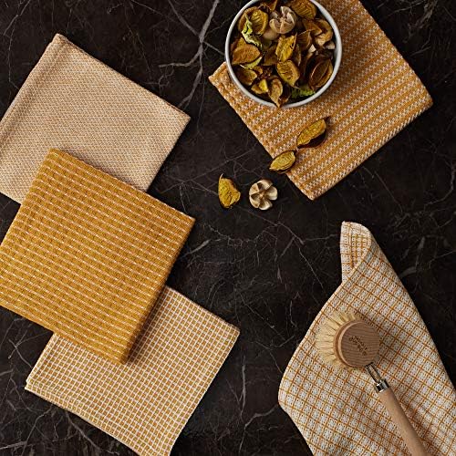 DII Everyday Kitchen Assorted Dishcloth Set of 5, Honey Gold - Image 3