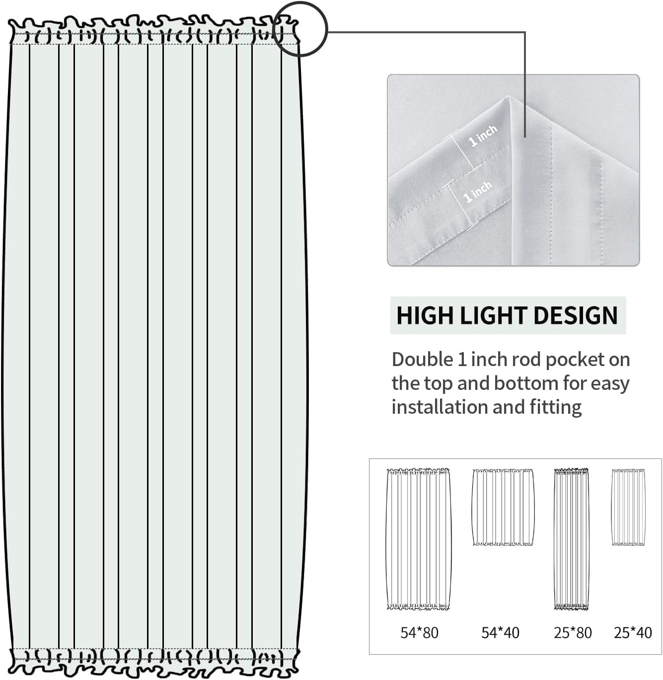 DWCN French Door Curtains – Rod Pocket Thermal Curtain for Doors with Glass Window, Kitchen and Patio Doors for Privacy, 54 X 80 Inches Long, 1 Curtain Panel with Tieback, Greyish White