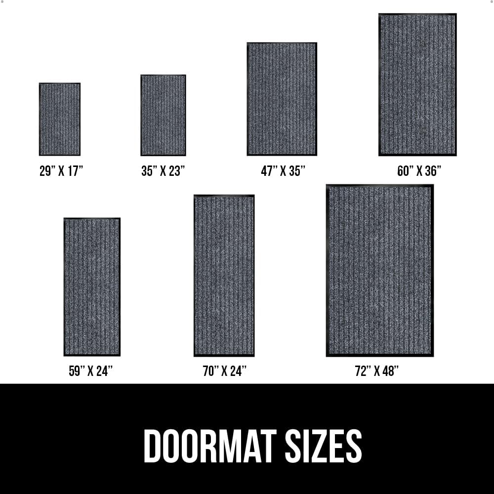 GORILLA GRIP Traffic Guard Door Mat, 72x48, Heavy Duty Welcome Mats, Commercial Office Space Doormat, Waterproof, Fade Resistant, Strong Rubber Backing, Low Profile, Shoe and Boot Scraper, Gray