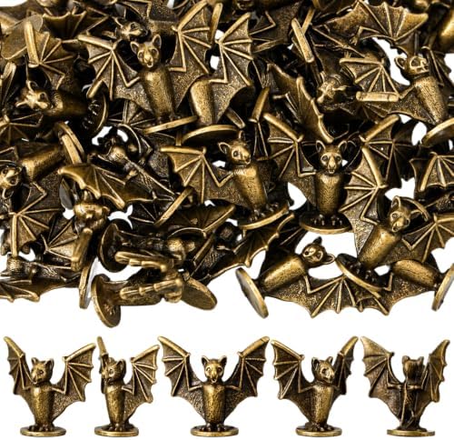 50 Pcs Halloween Mini Bat Figurines Miniature Brass Color Bats by Unknown