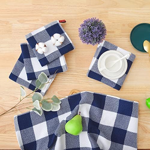 Homaxy 100% Cotton Check 6 Pack Dish Cloths - Image 6