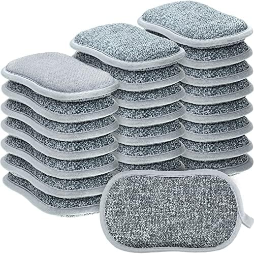 24 Pcs Reusable Scrub Sponges, Microfiber Washing Dish Scrubber by Shimeyao