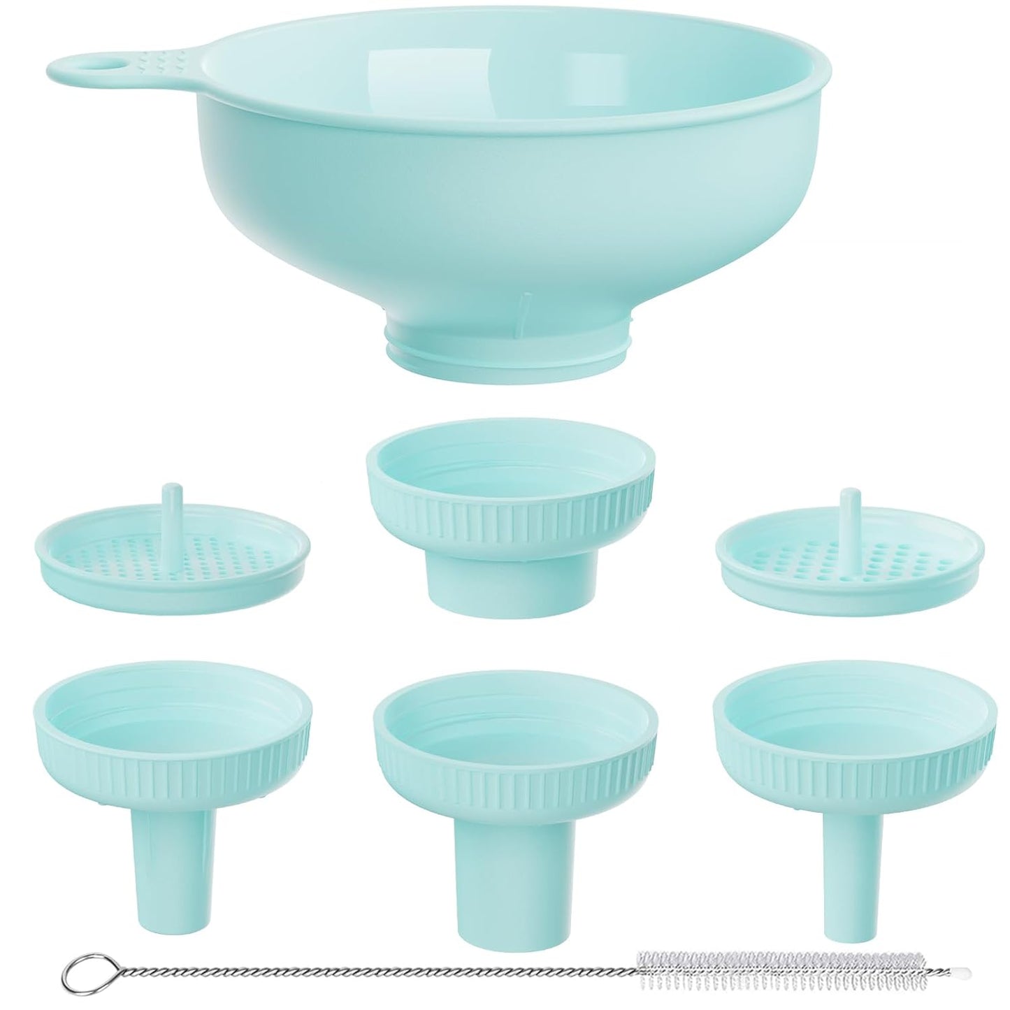Wide Mouth Kitchen Funnel, Food Grade Plastic Cooking Canning Funnel with 4 Sizes Spouts for Filling Wide and Regular Mason Jars, Spray Dropper Oil Bottle Jug Spices Shampoo Sauce