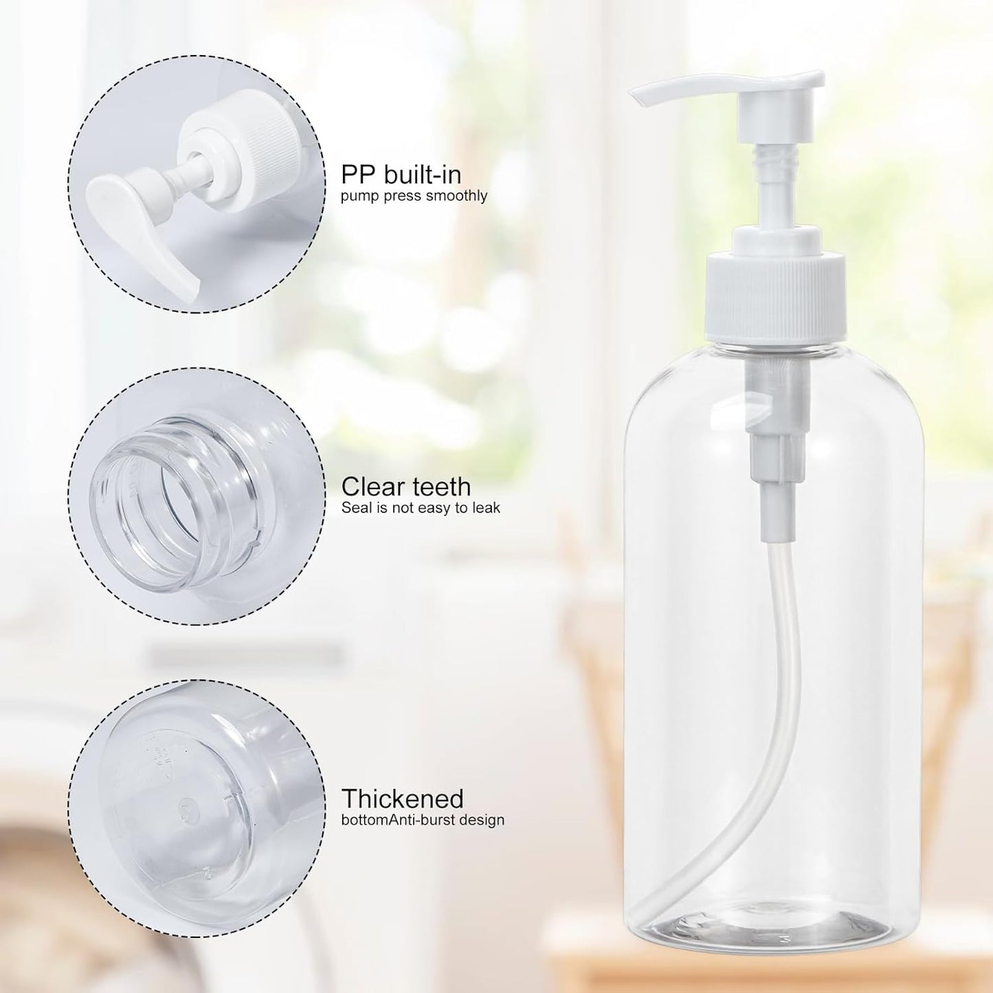 Yebeauty Soap Dispenser, 4 Pack 13.5oz/400ml Empty Refillable Pump Bottle Modern Liquid Plastic Shampoo and Conditioner Bottles Large Body Wash Dispenser for Shower, Clear