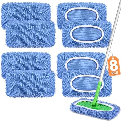 8 Pack Reusable Mop Pads Compatible by YHOVID