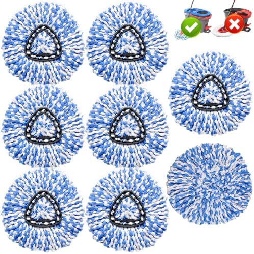 8 Pack Spin Mop Replacement Head, 100% Microfiber, Easy Wring Mop Refill by High-PQ