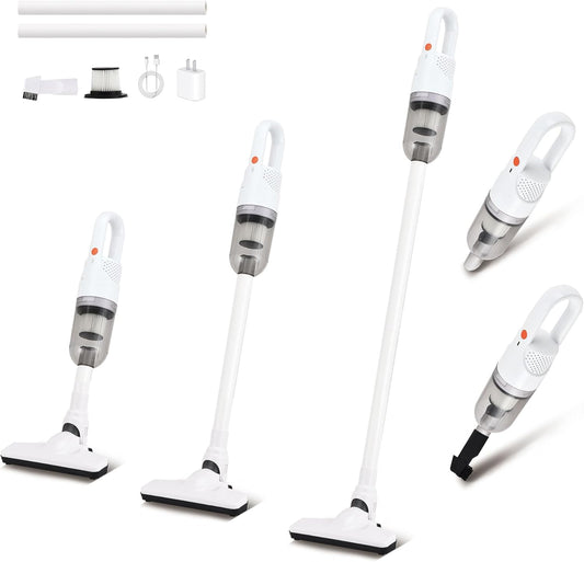 Handheld Vacuum Cleaner,Ultra-Lightweight Mini Portable Vacuums for Home, 6 in 1 Stick Vac Cleaners for Car,Pet Hair(White Cordless)