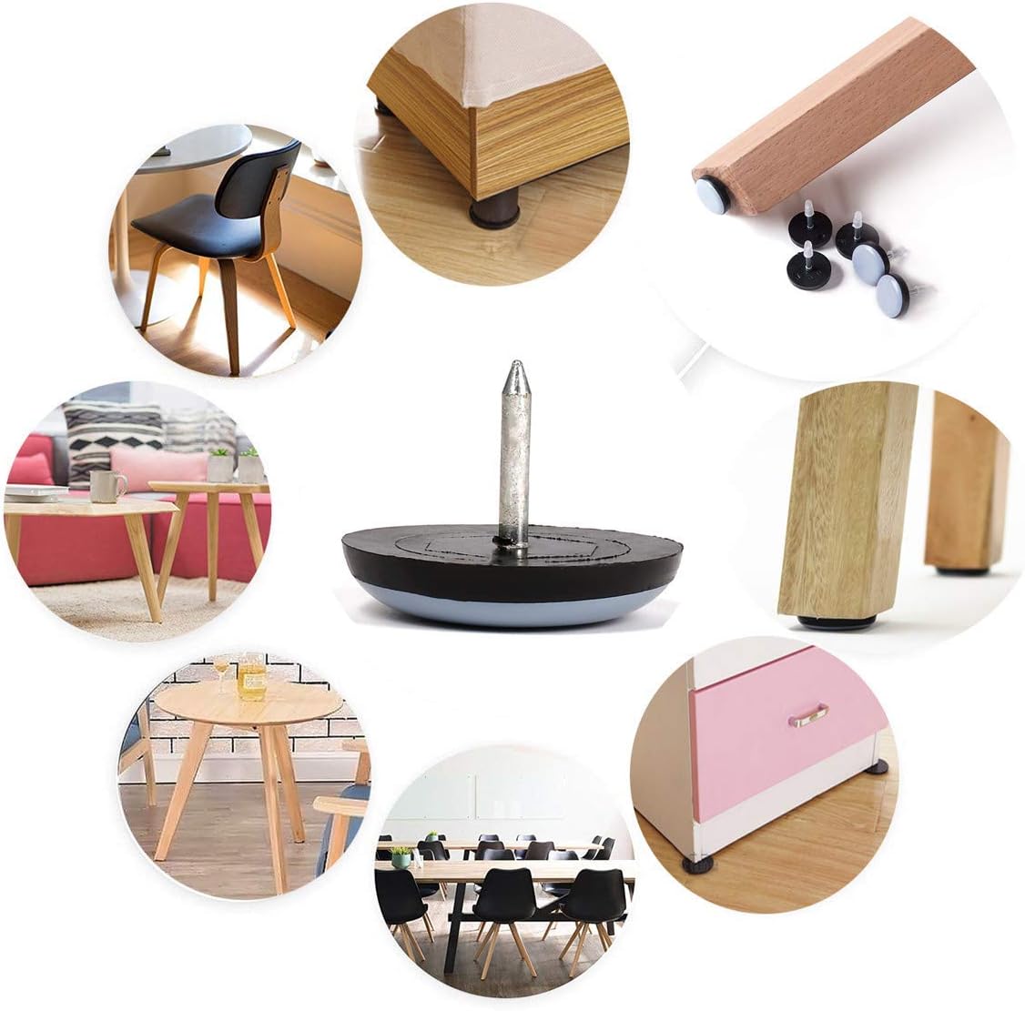 Furniture Glides Sliders-Furnigear PTFE (Teflon) Chair Leg Movers Sliders for Carpet and Hardwood Surface - Move Your Furniture Easily & Safely - Best Floor Protector (1-1/4", 24pack)
