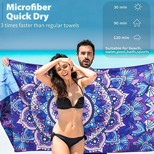 TwoYek Microfiber Beach Towel Extra Large 71x32 Mandala Leaves 2 Pack - Image 4