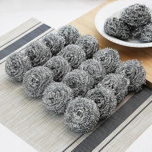 Stainless Steel Scouring Pads, 20 Pack, Heavy Duty Kitchen Scrubbers by Unknown