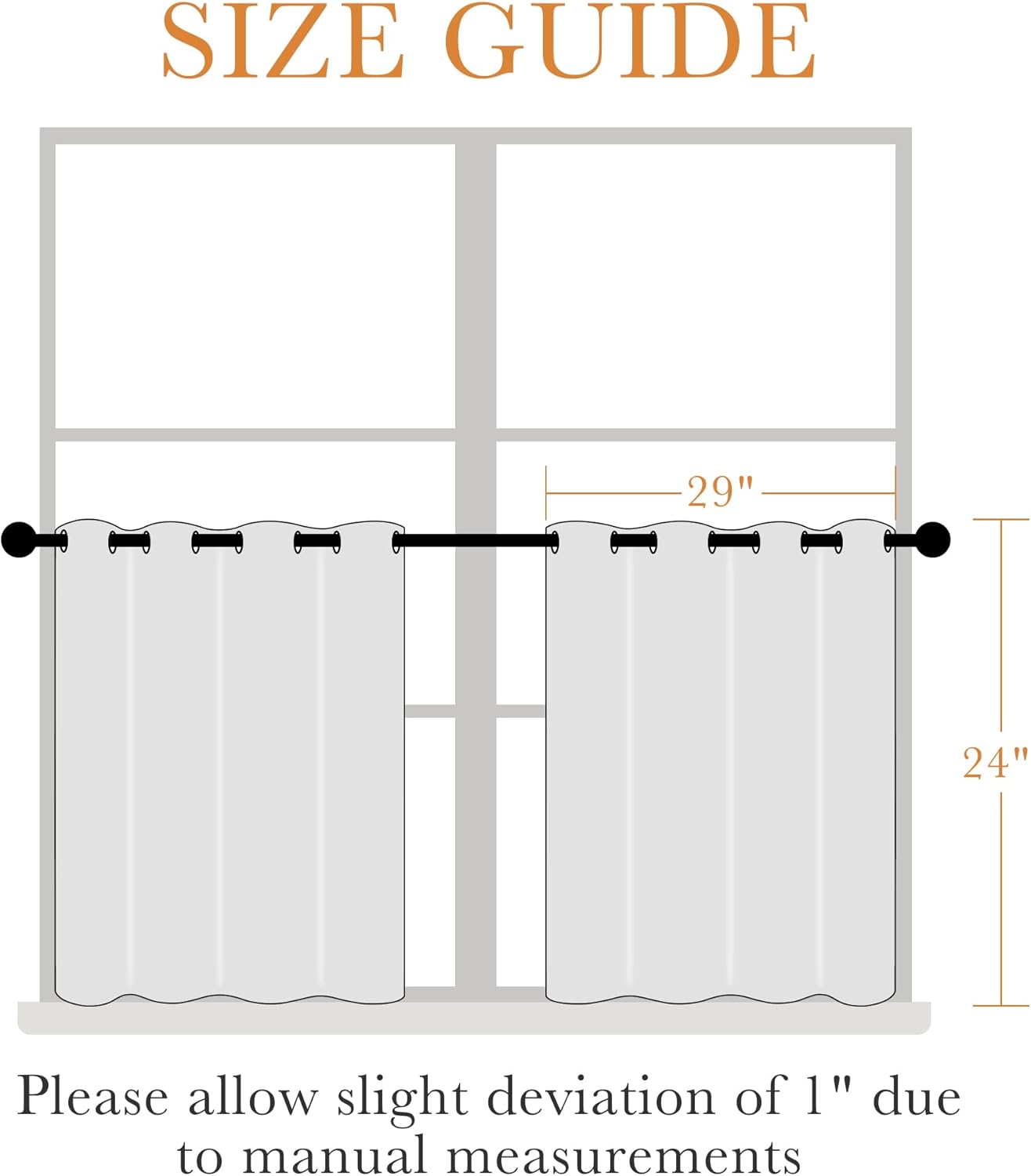 PONY DANCE Cafe Curtains 24 inch Length, Short Blackout Drapes for Bathroom Kitchen, Thermal Insulating Privacy Mini Camper Curtains for Kids Bunk Small Windows(2 Panels, W 29 x L 24 inches, Grey)