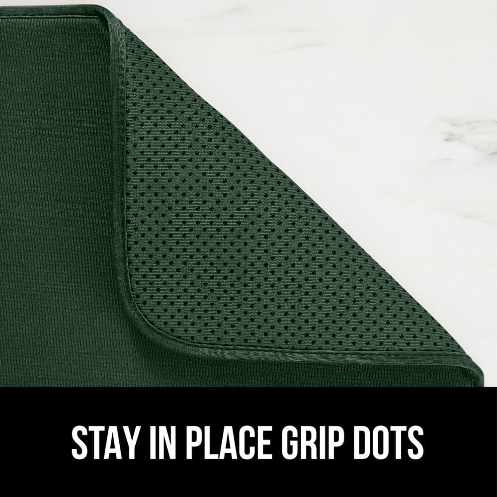 GORILLA GRIP Ultra Water Absorbent Microfiber Dish Drying Mat, Quick Dry Thick Mesh, Slip Resistant Pad for Sink Dishes Under Rack, Kitchen Counter Accessories, 16x18, Machine Wash, 2 PK Hunter Green