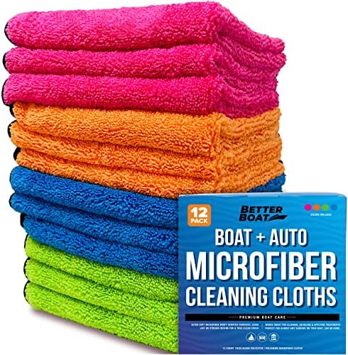 12 Pack Microfiber Cloth Kit, Lint-Free Cleaning Towels by BetterBoat