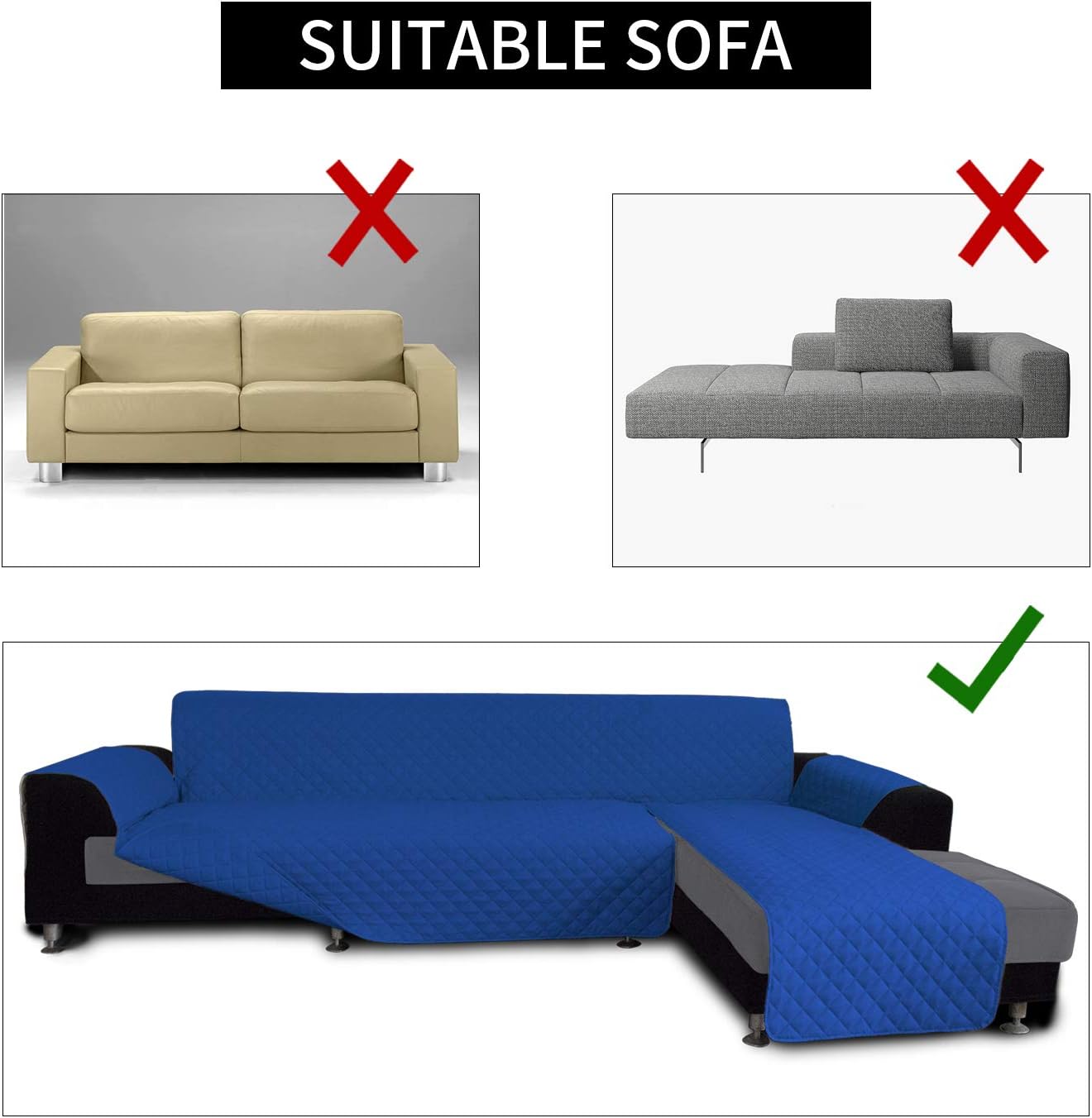 Easy-Going Sofa Slipcover L Shape Sofa Cover Sectional Couch Cover Furniture Protector Mat for Pets Dog Cat (Large,ClassicBlue/ClassicBlue)