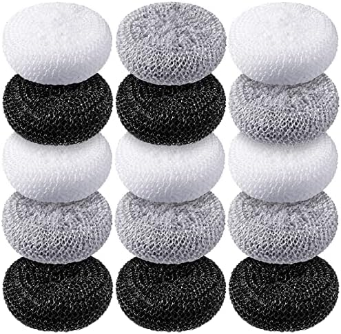 Blulu 15 Pcs Plastic Dish Scrubbers, Nylon Mesh Pads, Simple Colors by Blulu