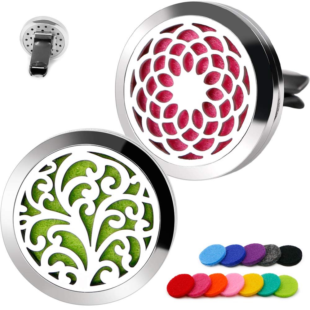Car Diffuser Vent Clip - 2PCS 30mm Car Essential Oil Diffuser Vent Clips for Home Office Room with 12 Felt Pads Mother's Day, Birthday Gift for Women & Men