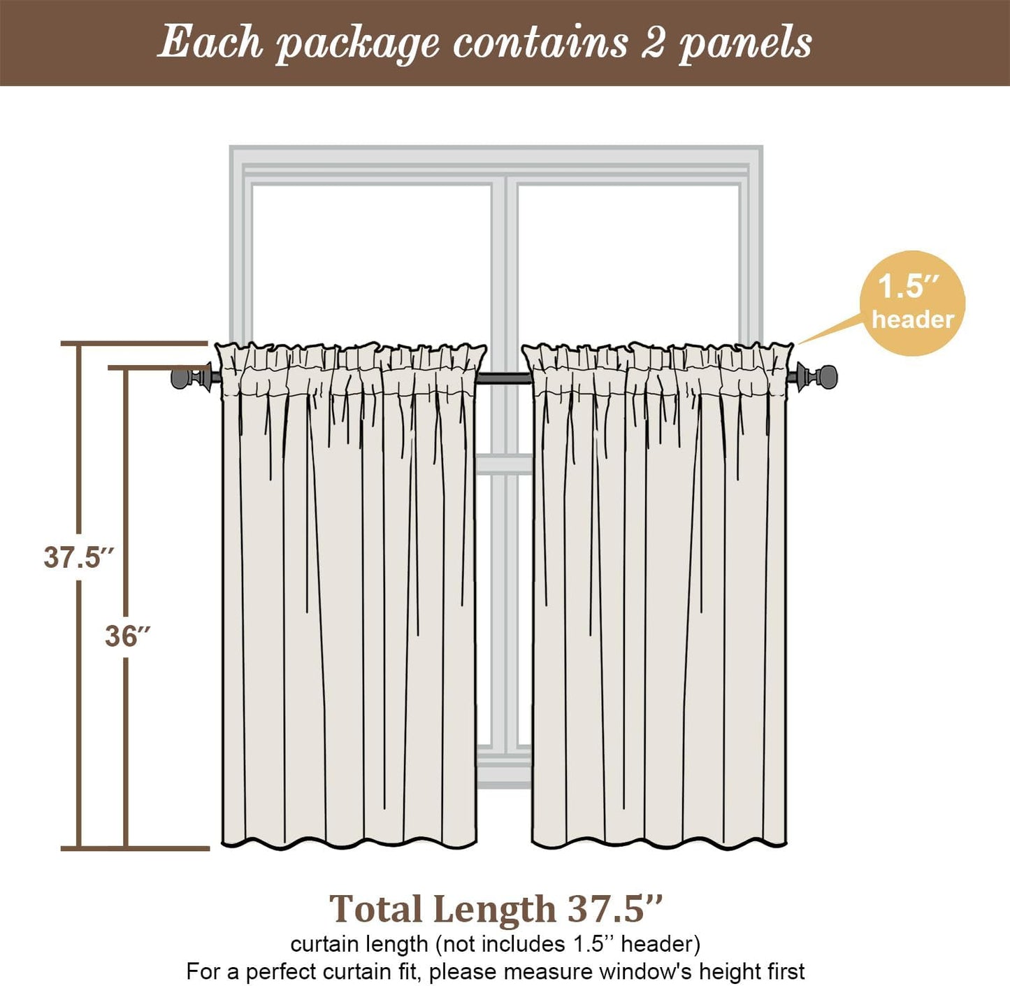 Chyhomenyc Gold Sheer Curtains 36 inch Length 2 Panels Set, Light Filtering Voile Rod Pocket Short Window Curtians for Bathroom Living Room Farmhouse Small Windows, Each 42Wx36L in, 2PCS, Gold