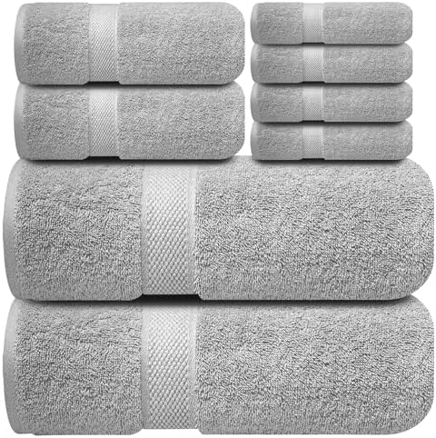 Infinitee Xclusives 100% Cotton Bath Towel Set – 8 Piece Bathroom Towel Set by InfiniteeXclusives