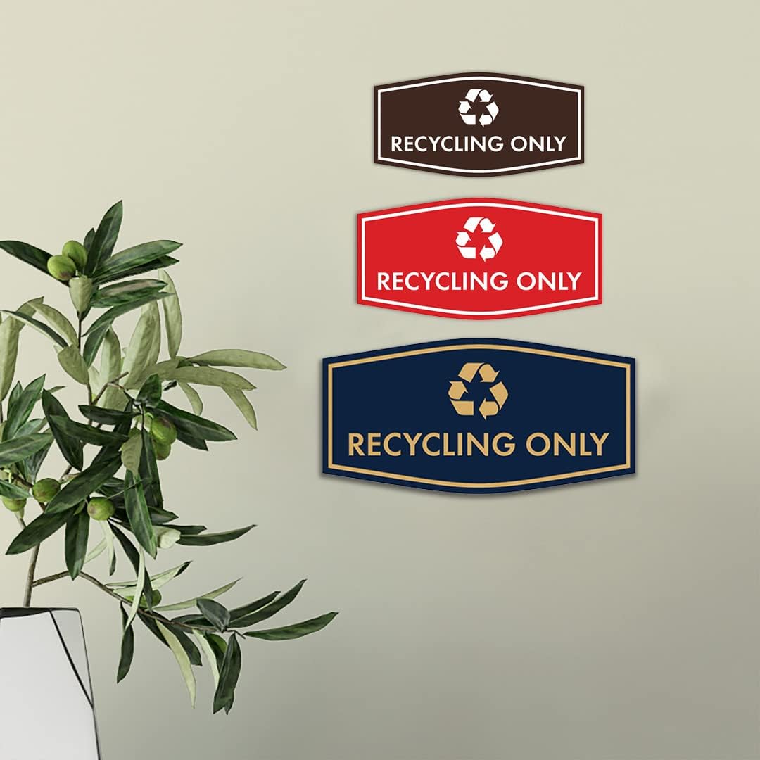 Fancy Recycling Only Sign (Black Gold) - Medium