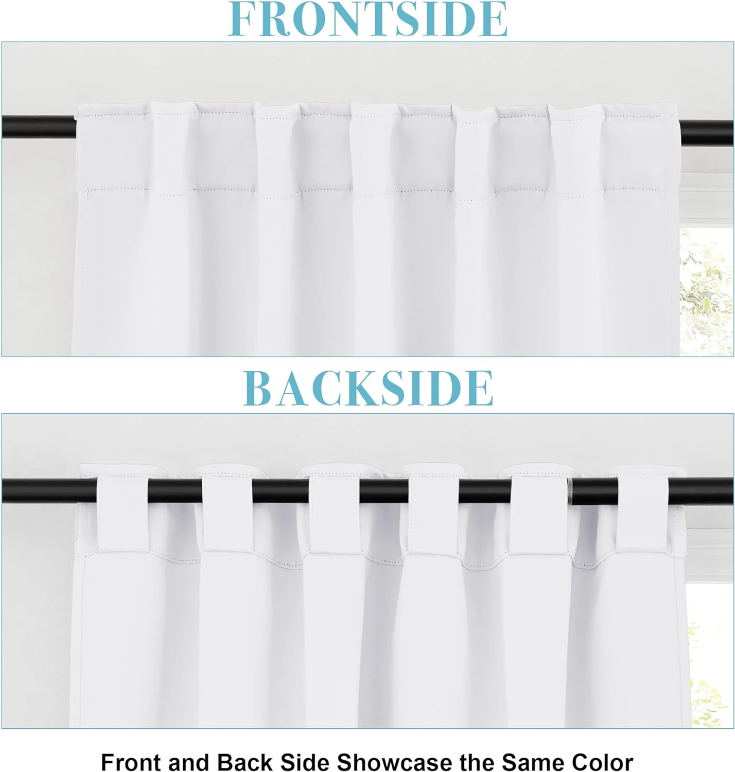 RYB HOME Room Darkening Curtains Window Shades, Privacy Bedroom Curtains Sunlight Block Drapes for Living Room/Studio Backdrop, W 42 x L 72 inch, Pure White, 1 Pair