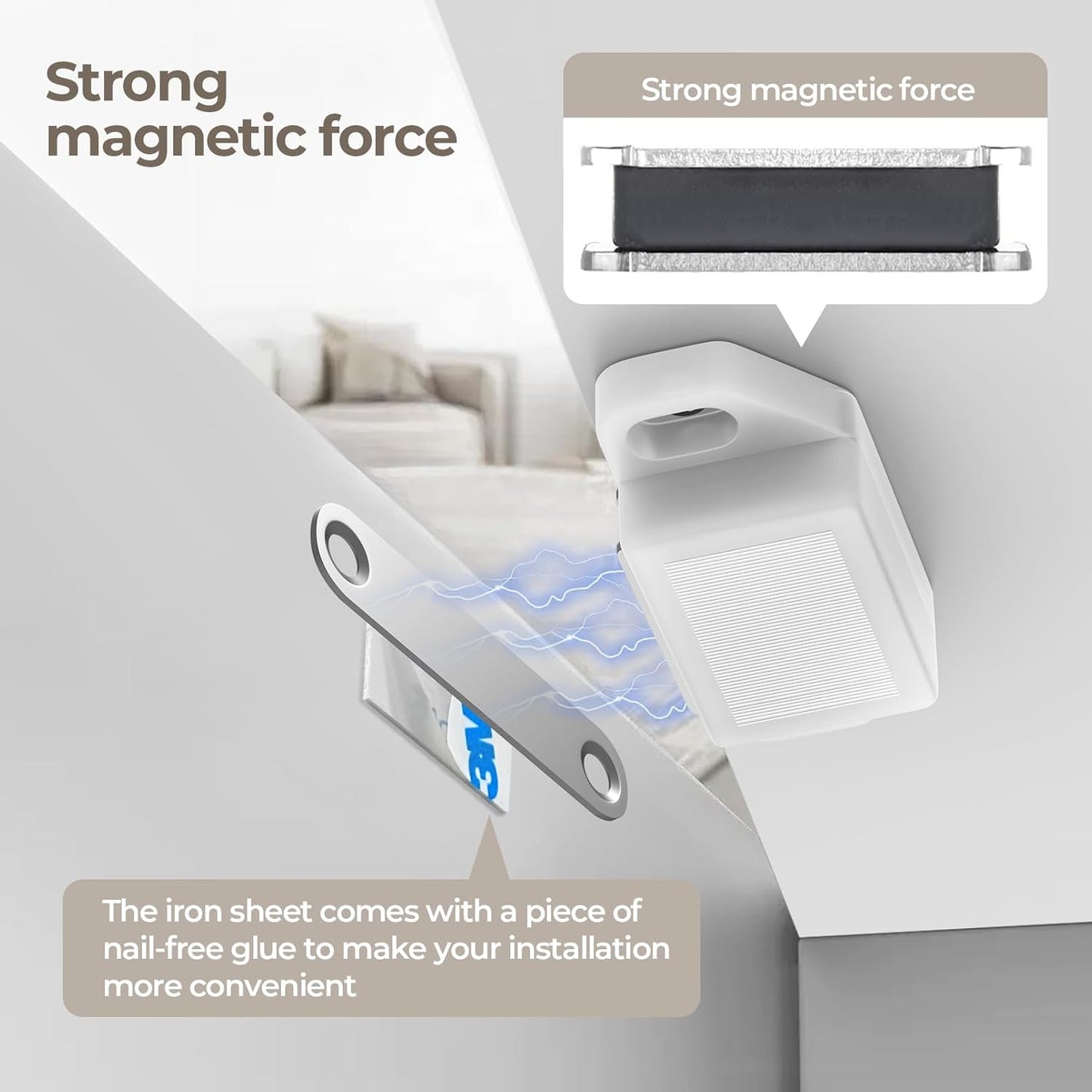 Cabinet Magnetic Catch Door Latch 30LB for Kitchen Drawer Magnets to Stay Closed Magnetic Catch Closet for Drawer（White 18 Pack）