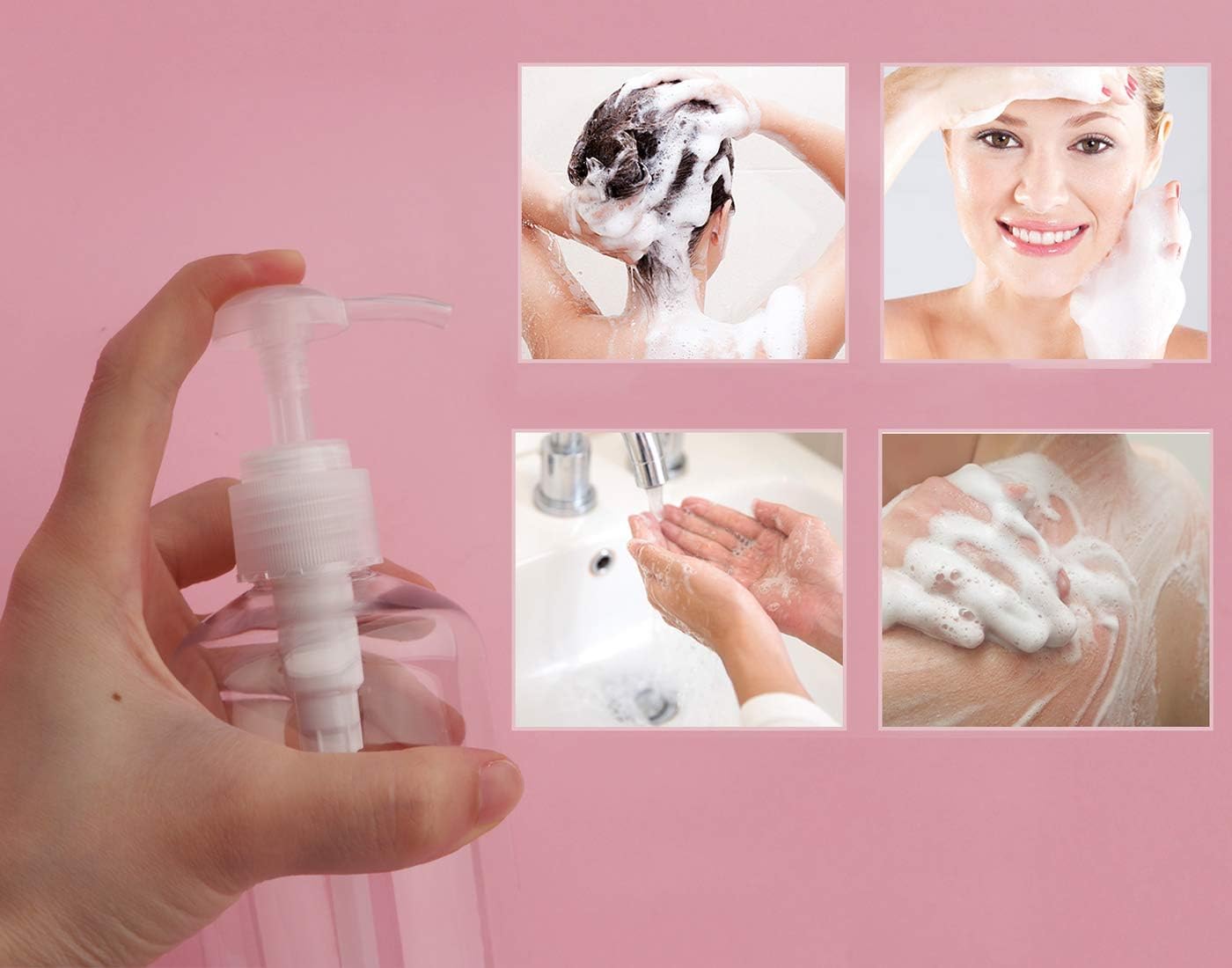 Pump Bottle Shampoo Pump Dispenser, Yebeauty Shampoo Bottles with Pump 10oz Clear Empty Plastic Empty Refillable Shower Bottle Dispenser 2 Pieces Containers with Travel Lock for Soap Cream Lotion Gel