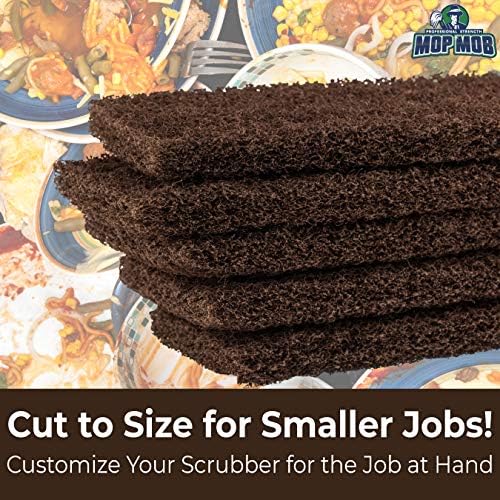 Heavy Duty XL Brown Scouring Pad 5 Pack. 10 x 4.5in Large Multipurpose Nylon - Image 7