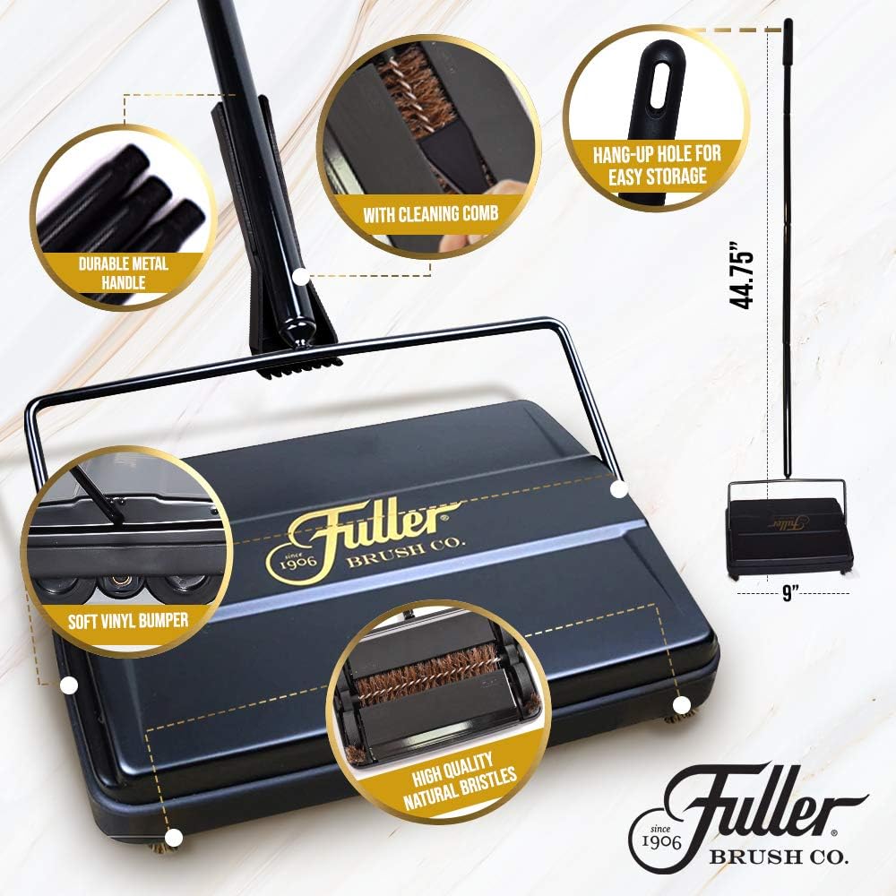 Fuller Brush 17029 Electrostatic Carpet & Floor Sweeper - 9" Cleaning Path - Lightweight - Ideal for Crumby Messes - Works On Carpets & Hard Floor Surfaces - Fresh Mint