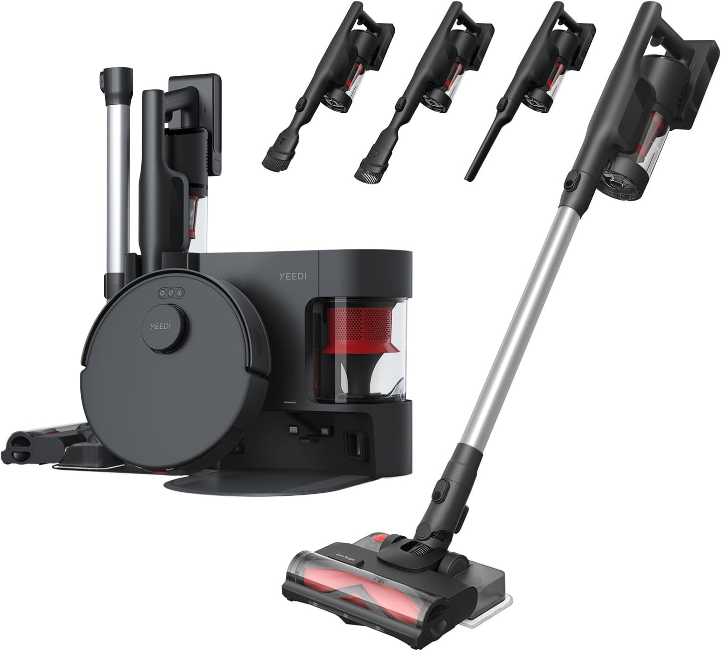 Yeedi C12 Combo Cordless Stick Vacuum & Robot & Mopping, All-in-one Cleaning Combot, with Dual Auto Self-Emptying, 10000Pa Suction & Lightweight, ZeroTangle Brush for Hard Floor, Carpet & Pet Hair