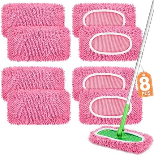 8 Pack Reusable Mop Pads Compatible by YHOVID